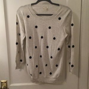 J. Crew 100% Cotton Grey Polka Dot Sweater - M